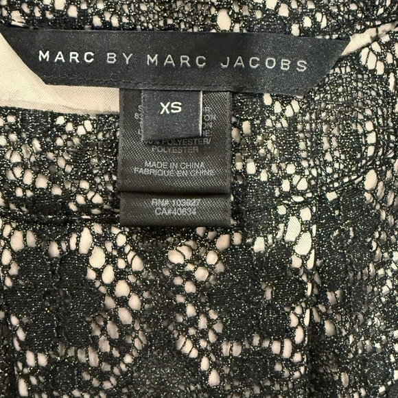 Marc by Marc Jacobs Black Metallic Medallion Lace Bow Detail Top XS - Picture 4 of 6